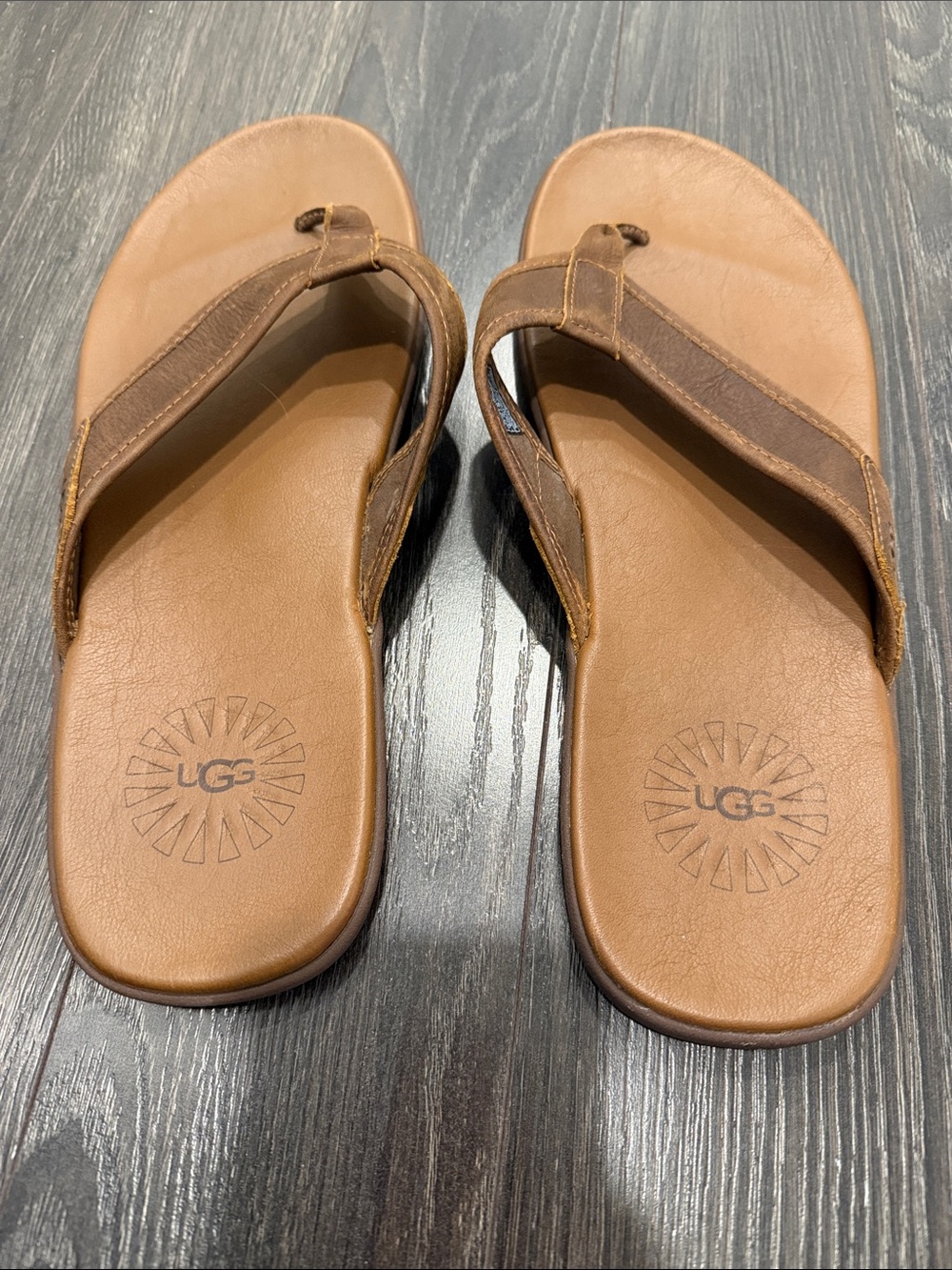 UGG Men’s Tan Leather Thong Sandals